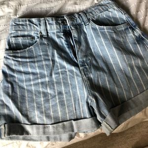 High-waisted denim shorts